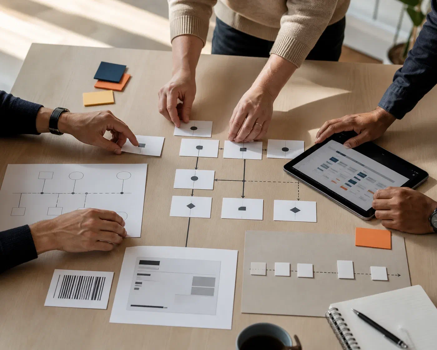 A logistics and technology team mapping fields, handoffs and exception paths before an integration is configured